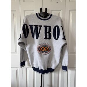 Vintage 90s Legends Athletic Sweatshirt Mens M Gray COWBOYS Super Bowl XXX NFL